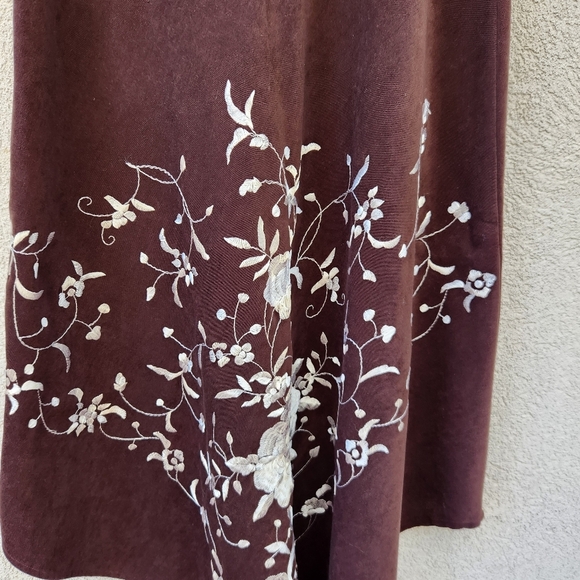 Ilyse Hart Skirt Women's Small Brown Floral Embroidered Lined Flare Midi - Picture 4 of 10